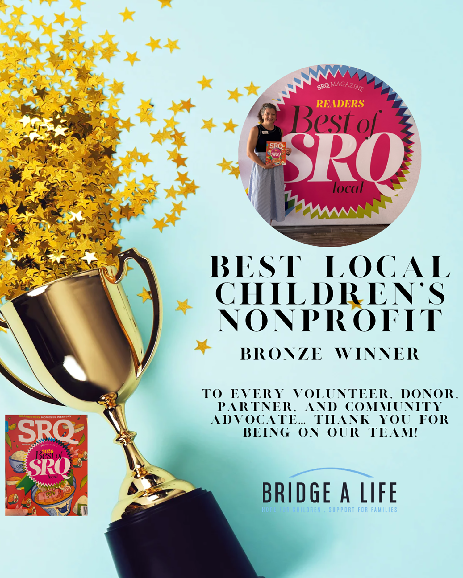 Bridge a Life Named 2026 Best of SRQ Bronze Winner for Best Local Children's Nonprofit